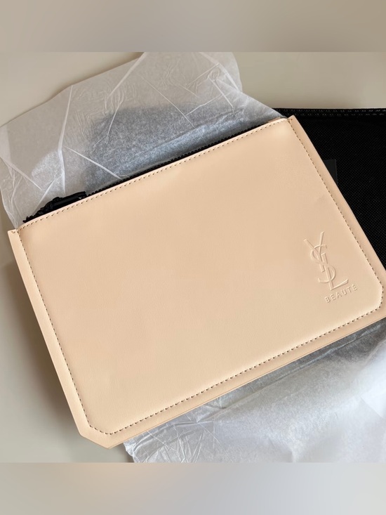 Yves Saint Laurent Handbags - YSL Saint Laurent Beauty Beige Envelope Zip Pouch